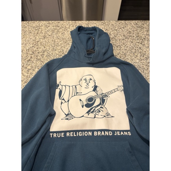 True Religion Other - True Religion Mens Buddha Graphic Box Logo Hoodie Sweatshirt Blue Size XL